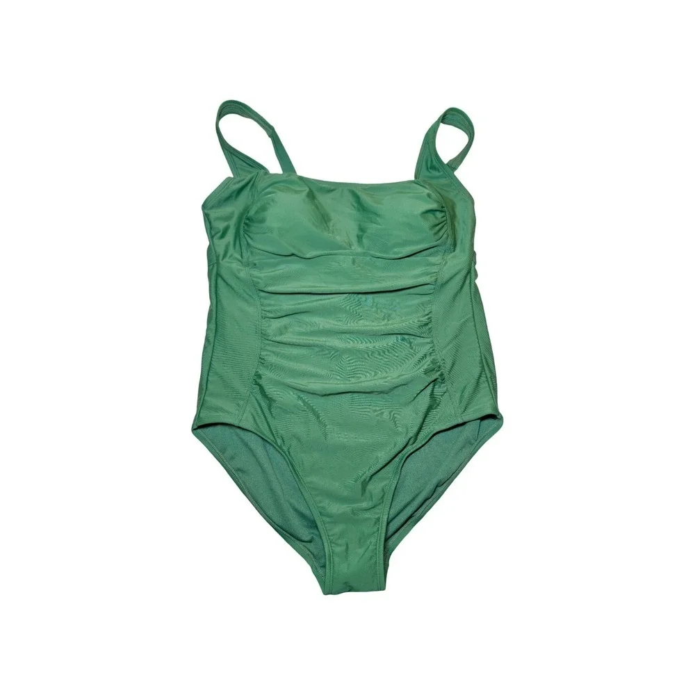 ⭐D1 Shade & Shore Scrunch Front One Piece Swimsuit Green - Size 20